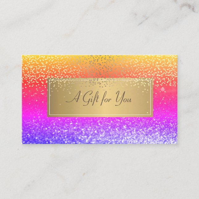 Elegant Modern Ombre Glitter Bokeh Gold Confetti Discount Card (Front)