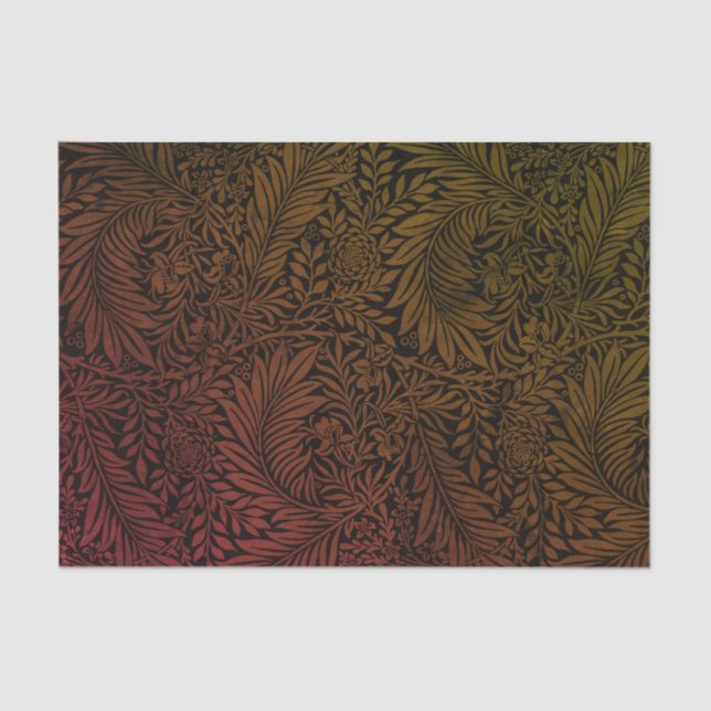 Elegant Modern Orange Rust Black Floral Pattern Tissue Paper (Front)