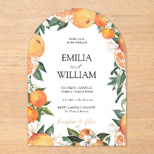 Elegant Modern Oranges Citrus Wedding Invitation