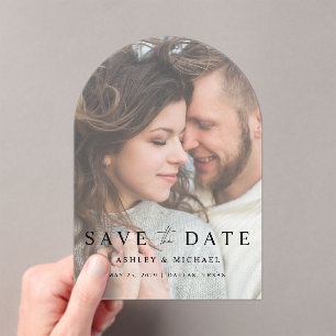 Elegant Modern Overlay Photo Wedding Save the Date Acrylic Invitations
