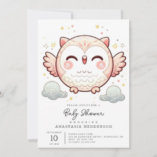 Elegant Modern Owl Baby Shower Invitation