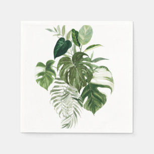 Elegant Modern Palm Green Leafy Tropical Foliage Napkin