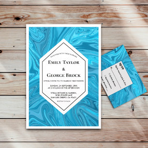 Elegant Modern Pastel Blue Abstract Paint Wedding Invitation