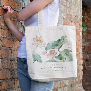 Elegant Modern Pastel Blush Waterlily Wedding Tote Bag