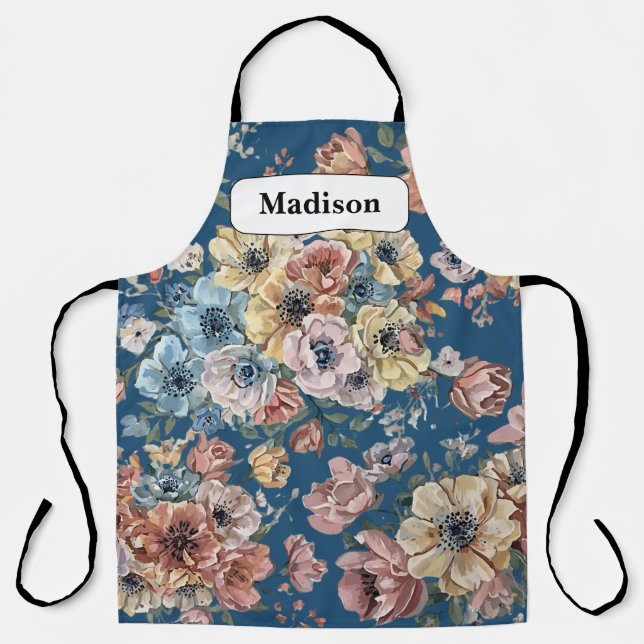 Elegant modern Pastel Flowers Personalised Gift    Apron (Front)