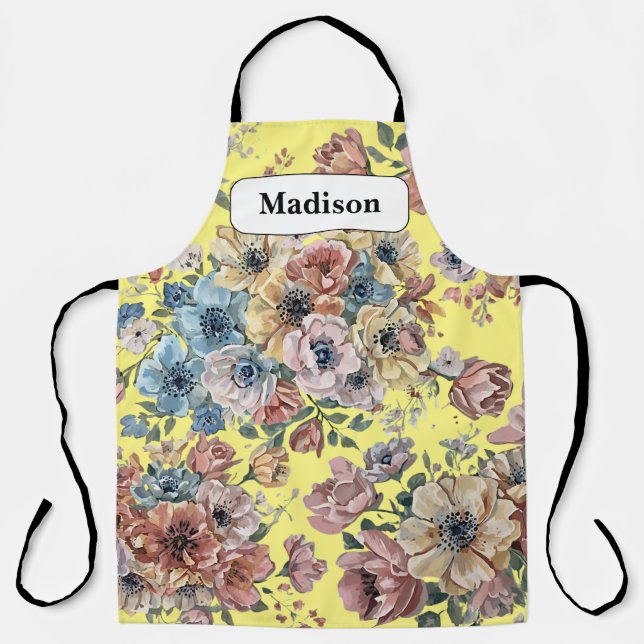 Elegant modern Pastel Flowers Personalised Gift    Apron (Front)