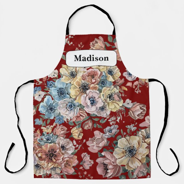 Elegant modern Pastel Flowers Personalised Gift    Apron (Front)