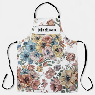 Elegant modern Pastel Flowers Personalised Gift Apron