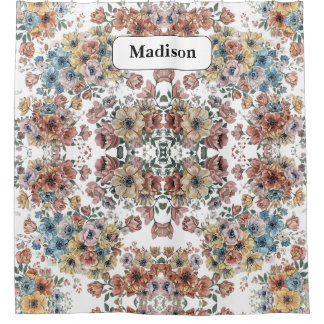 Elegant modern Pastel Flowers Personalised Gift    Shower Curtain