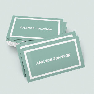 Elegant Modern Pastel Green & White Typography Business Card