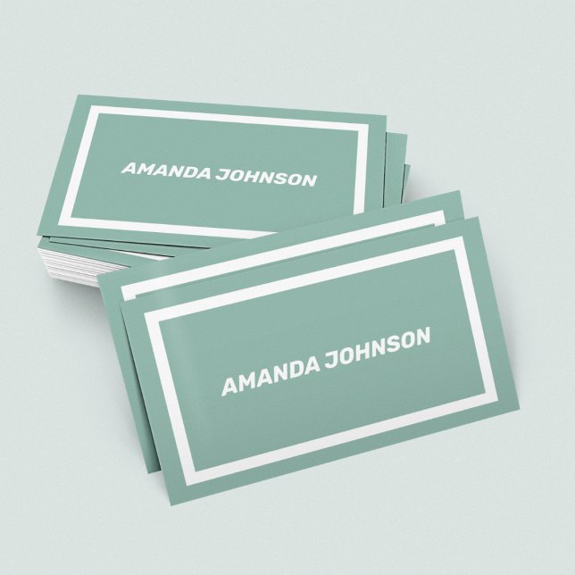 Elegant Modern Pastel Green & White Typography  Business Card (Creator Uploaded)