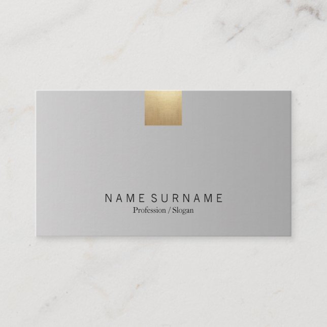 Elegant Modern Pastel Grey Gradient Gold Accent Business Card (Front)