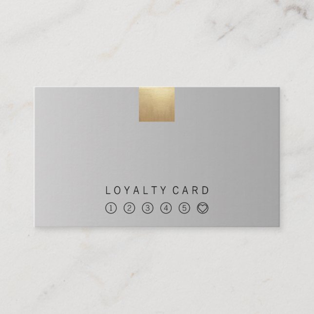 Elegant Modern Pastel Grey Gradient Gold Loyalty Business Card (Front)