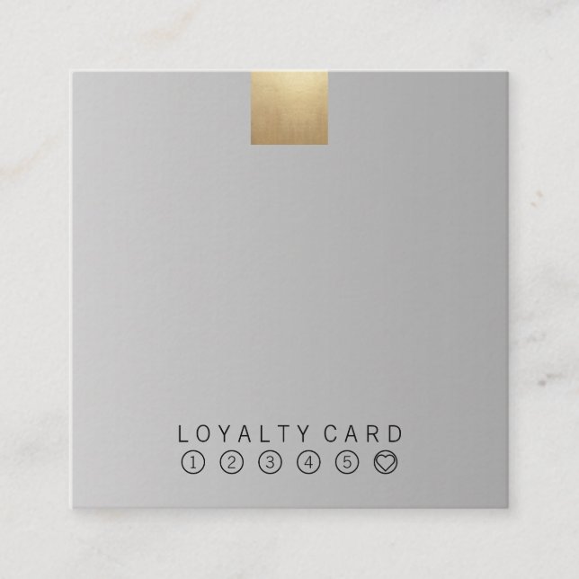 Elegant Modern Pastel Grey Gradient Gold Loyalty Square Business Card (Front)