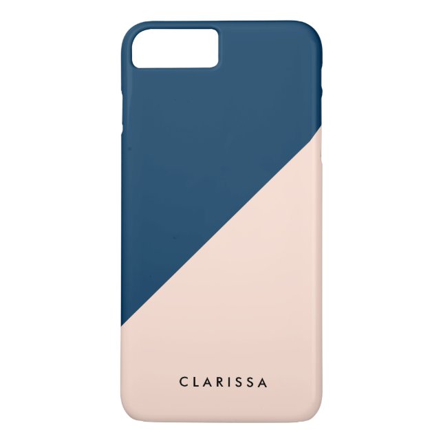 elegant modern pastel peach navy blue colour block Case-Mate iPhone case (Back)