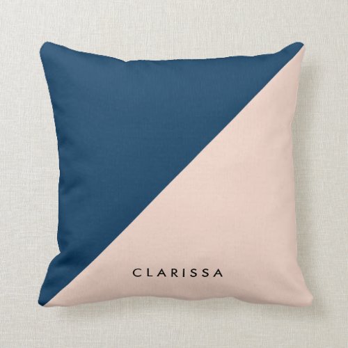 elegant modern pastel peach navy blue colour block cushion