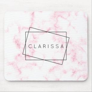 elegant modern pastel pink and white faux marble mouse mat