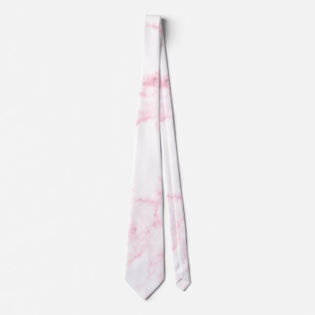 elegant modern pastel pink and white faux marble tie (Front)