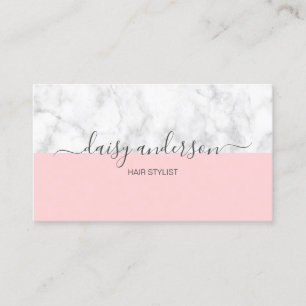 Elegant modern pastel pink & marble hair stylist business card