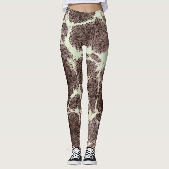 Elegant Modern Pattern Gemstone Tortoise Giraffe Leggings (Front)
