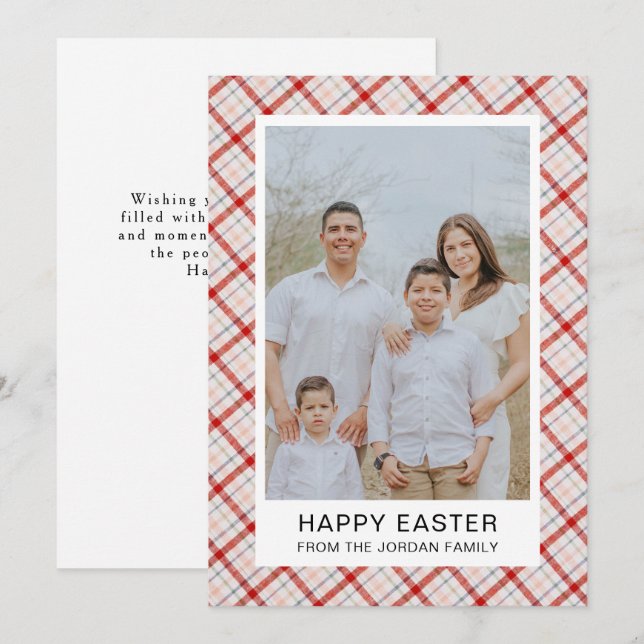 Elegant Modern Pattern Happy Easter Photo Holiday Card (Front/Back)