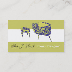 Elegant Modern Pattern Pea Green Interior Design Business Card