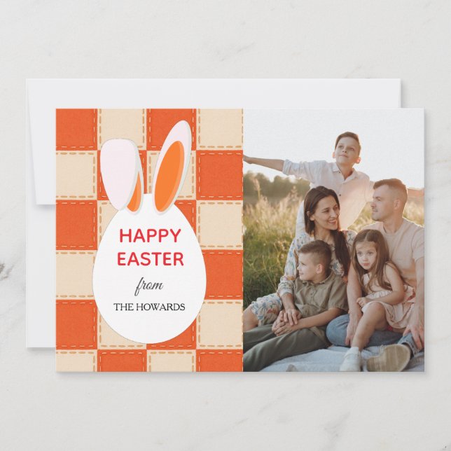Elegant Modern Patterns Happy Easter Photo Holiday Card (Front)