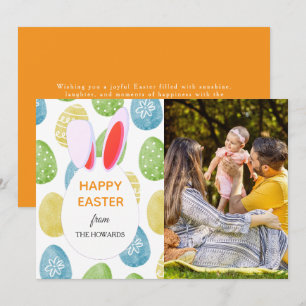Elegant Modern Patterns Happy Easter Photo Holiday Card
