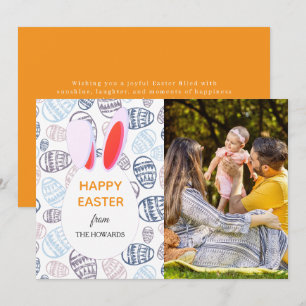 Elegant Modern Patterns Happy Easter Photo Holiday Card