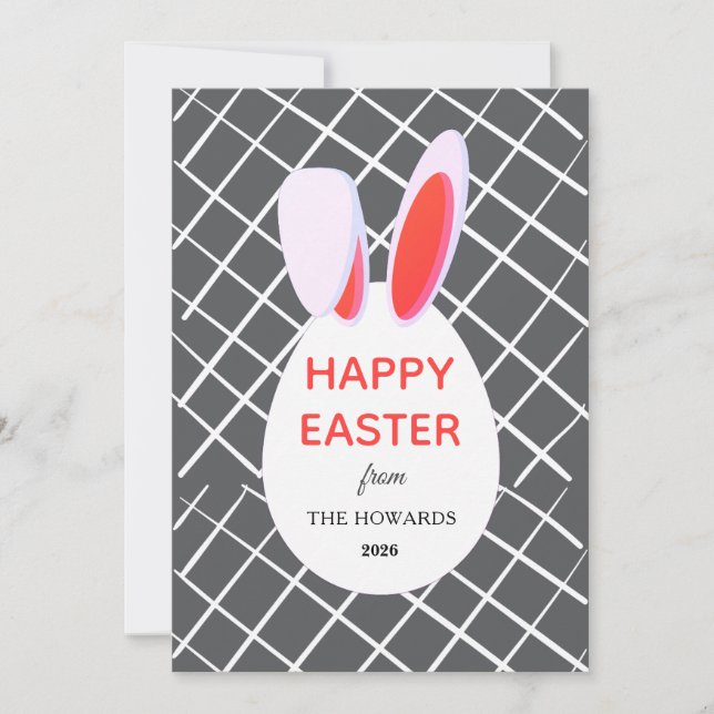 Elegant Modern Patterns Happy Easter Photo Holiday Card (Front)