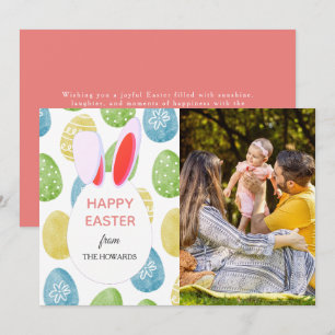 Elegant Modern Patterns Happy Easter Photo Holiday Card