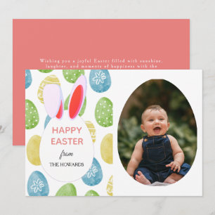 Elegant Modern Patterns Happy Easter Photo Holiday Card