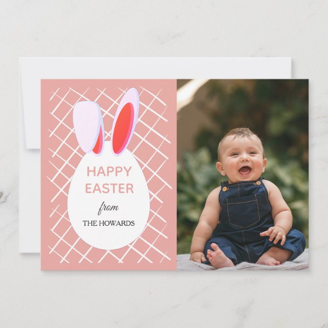 Elegant Modern Patterns Happy Easter Photo Holiday Card (Front)