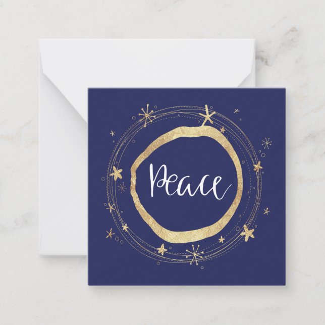 Elegant Modern Peace Gold Star Business Holiday Card (Front)