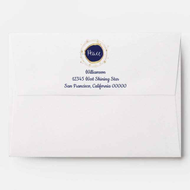 Elegant Modern  Peace Gold Star Envelope (Back (Top Flap))