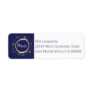 Elegant Modern Peace Gold Star Label