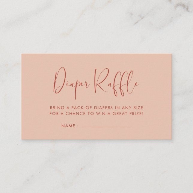 Elegant & Modern Peach Diaper raffle insert (Front)