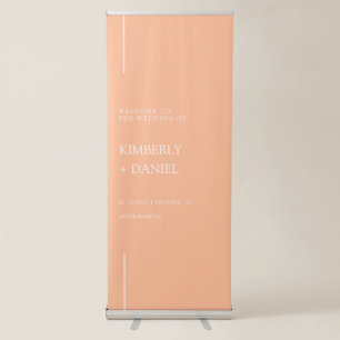 Elegant Modern Peach Minimalist Wedding Welcome Retractable Banner