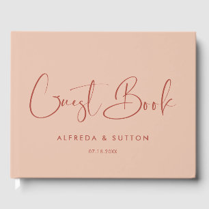 Elegant & modern Peach wedding guest book