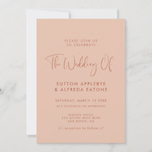 Elegant & modern Peach wedding Invitation