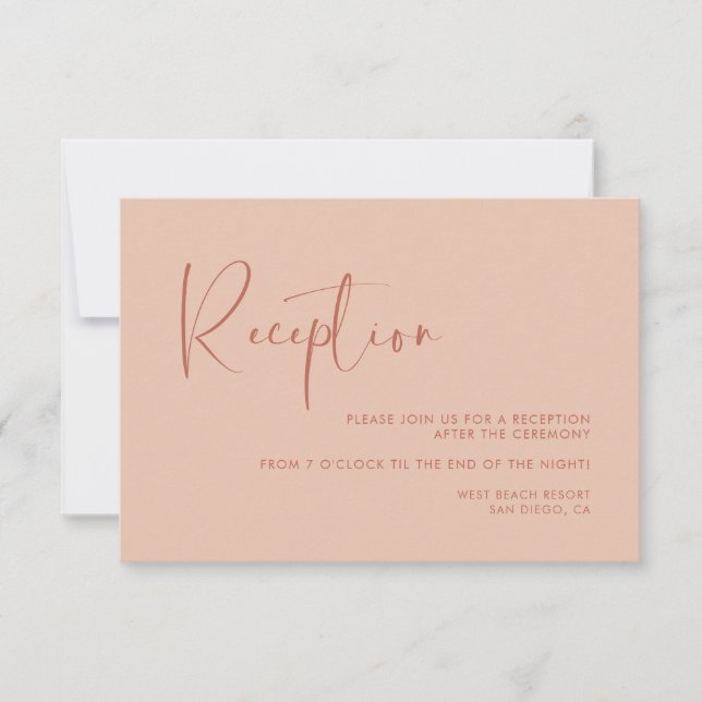 Elegant & modern Peach wedding reception Invitation (Front)