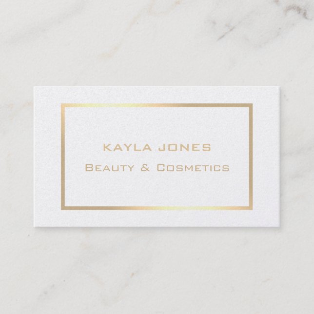 Elegant Modern Pearl White Gold Frame Professional Business Card (Front)