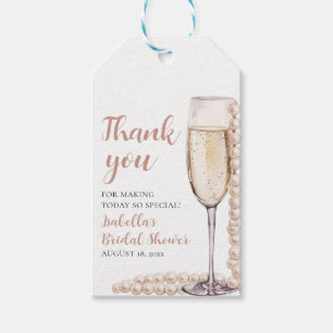 Elegant Modern Pearls and Prosecco Bridal Shower Gift Tags