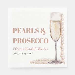 Elegant Modern Pearls and Prosecco Bridal Shower Napkin
