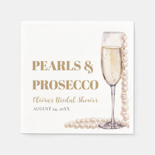 Elegant Modern Pearls and Prosecco Bridal Shower Napkin