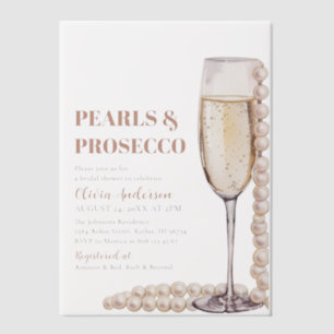 Elegant Modern Pearls and Prosecco Bridal Shower Vellum Invitations