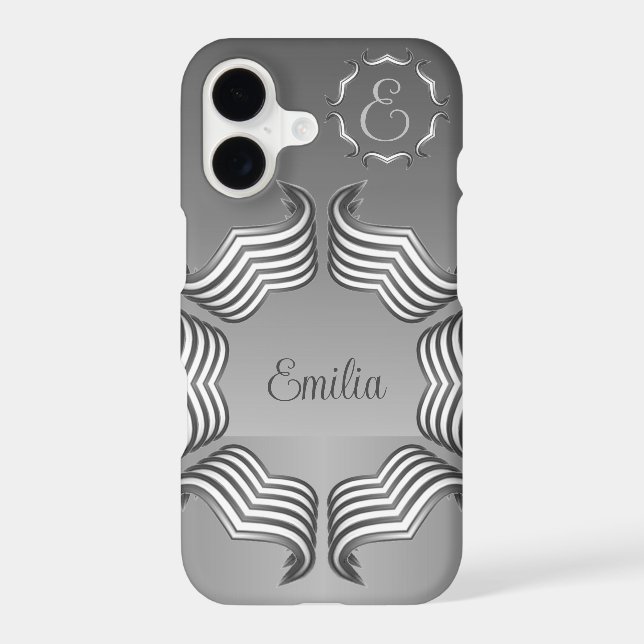 Elegant Modern Peeking Heart Monogram iPhone 14 Ca Case (Back)
