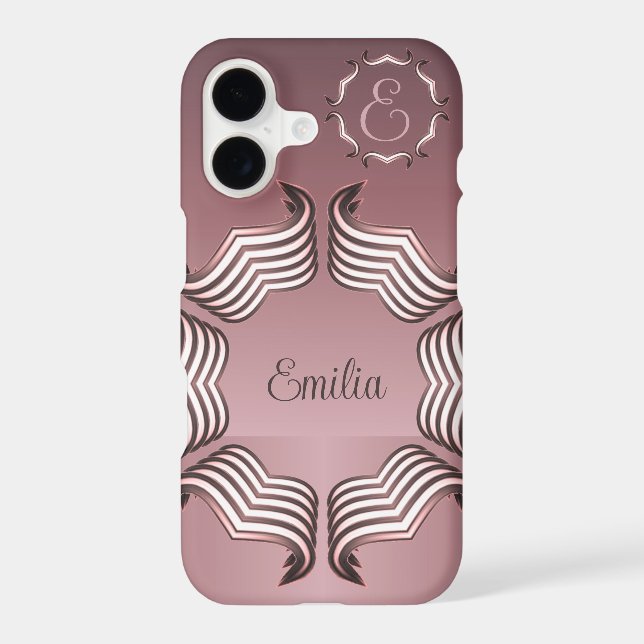 Elegant Modern Peeking Heart Monogram iPhone Case (Back)