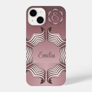 Elegant Modern Peeking Heart Monogram iPhone 14 Case