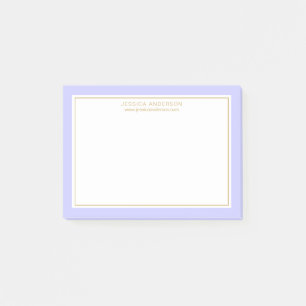 Elegant Modern Periwinkle Gold Border Personalised Post-it Notes